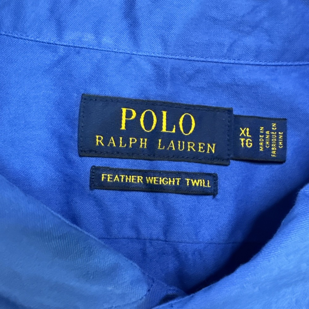 Polo Ralph Lauren Shirt Mens Sz XL Blue‎ Feather Weight Twill Epaulets Safari - Picture 4 of 8